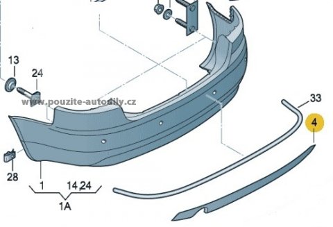 Spojler pro zadní nárazník 8E0807521C Audi A4 B7