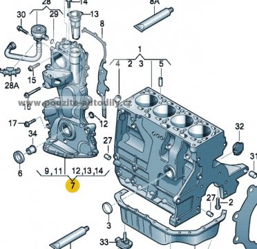Kryt rozvodu 03C109210G, 03C109211G motor 1,6FSi BLF Audi A3