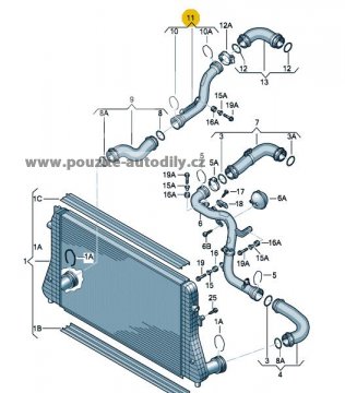 Vzduchová trubka, Audi A3, 1,9TDi 1K0145762P, 1K0145762CK