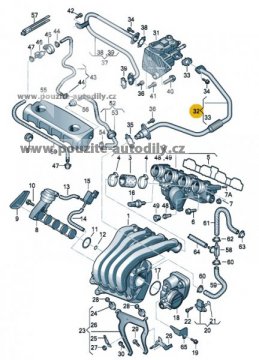Trubka spojovací vlevo originál Audi 06F131521M