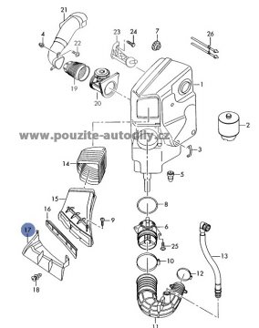 Sací kanál vpředu Audi A6 C6 05-11, 4F0129617C