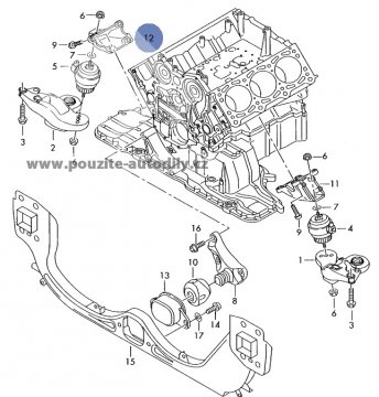 Vzpěra motoru vpravo Audi A6 C6, 4F0199308AB