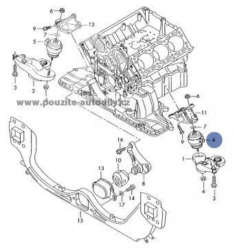 Silentblok motoru elektrický vlevo Audi A6 C6, 4F0199379H