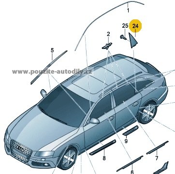 Rohová clona zadní levé dveře Audi A4 B8 8K5853273G 4PK