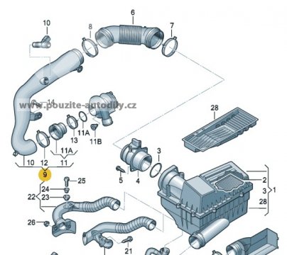 Hadice nasávání originál Audi A3 04-08, 1K0129654AJ