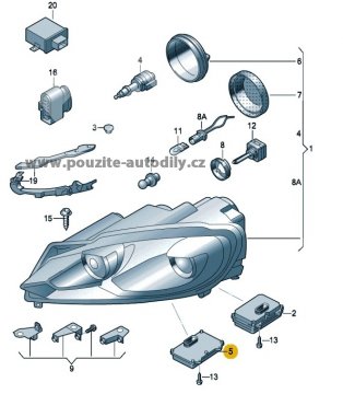 Výkonový modul natáčení světla Audi A3 09-13, 7L6941329B