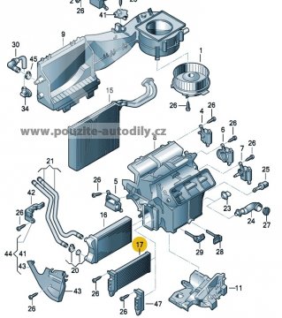 Radiátor přídavného topení Audi A4, A6, 4B1819011, 8E1819011