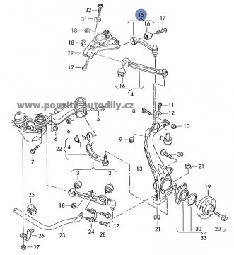 Rameno vlevo vzadu, horní originál 4E0407509G, Audi A6 C6