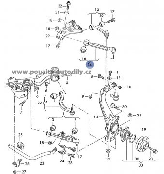 Rameno vlevo vpředu, horní originál 4E0407505E, Audi A6 C6