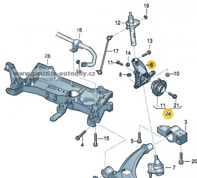 Těhlice s nábojkou vlevo Audi A3 3C0407253F, 8J0598625