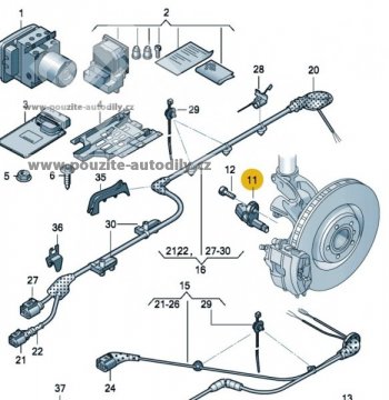 Čidlo ABS, snímač otáček originál Audi 2K0927807, WHT003864