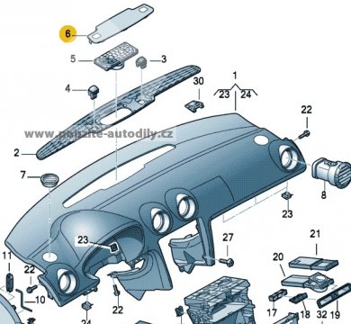 Krytka reproduktoru do palubovky, 8P0857367 6E5, Audi A3 04-