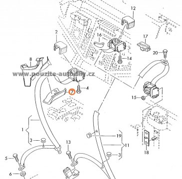 Vodítko pasu vlevo dole, Audi A6 C6, 4F0857791A 12T