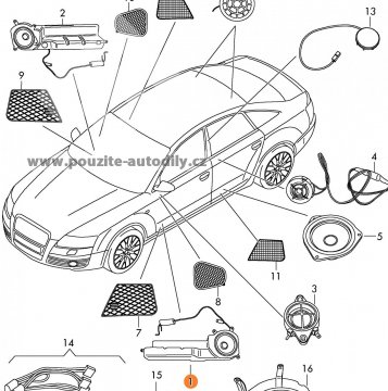 4D0035381 Reproduktor basový vlevo vpředu Audi A8 4D