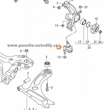 Čep kulový spodního ramene vlevo 6R0407365 Audi A1