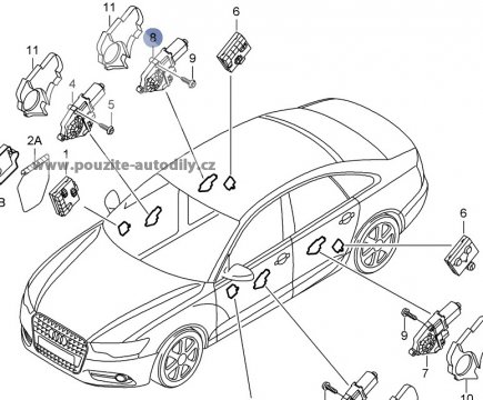 Motorek pro spouštěč skla 4F0959802A vpravo vzadu Audi A6 C6