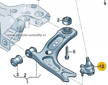 Kulový čep ramene vlevo 5Q0407365E Audi A3