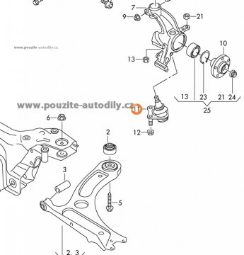 Kulový čep ramene L/P 6R0407365A, 6R0407366A Audi A1