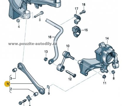 Tyč řídící, zadní náprava vpravo 1K0501530C Audi A3, Q3, TT