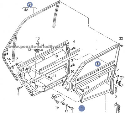 Rám okna zadní dveře vlevo 4B9839753E Audi A6 C5 Avant