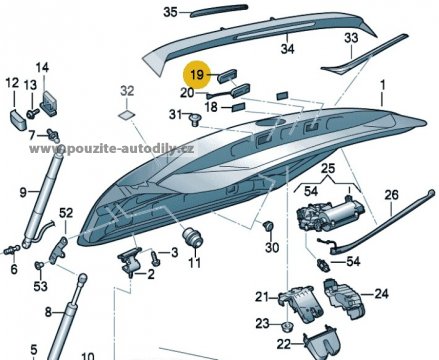 Tlakový spínač 3V0827566 pro el. ovládání zámku víka Audi A4