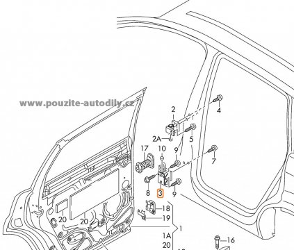 Závěs zadních dveří vpravo dole Audi Q7 4L 4L0833412