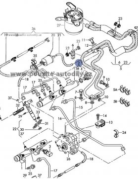 Rozdělovač paliva 059130090AG + ventil regulátoru tlaku 057130764F Audi