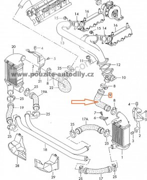8E0145737S Hadice tlaková intercooleru Audi A4 8E 2.5TDi