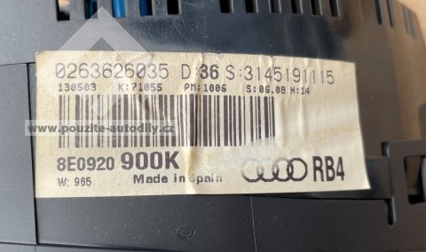 8E0920900K Sdružený přístroj do palubovky Audi A4 B6 8E