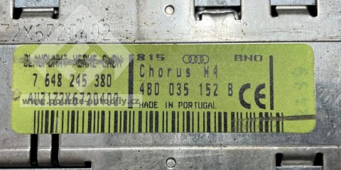 4B0035152B Blaupunkt 7648245380 Rádio Chorus M4 Audi
