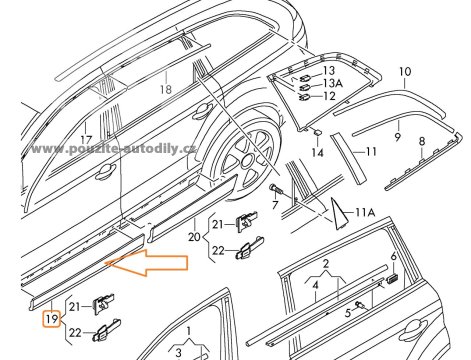 4L0853959 Lišta dveří řidiče spodní Audi Q7 4L