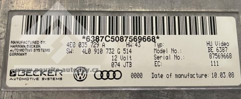 4E0035729A HW 43 / SW 4L0910732G Schránka interface MMI Audi A6 Q7 4L