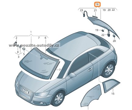 8X4845501A Sklo zadních pátych dveří Audi A1 8X