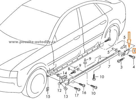 4B0853580 Krytka prahu pravá zadní Audi A6 C5 4B