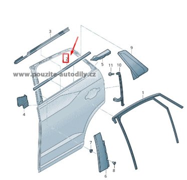 81A839477 Lišta zadních levých dveří vnější Audi Q2 GA 06.16-