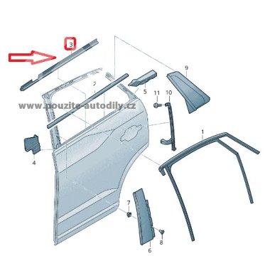 81A839479 Lišta zadních levých dveří vnitřní Audi Q2 GA 06.16-