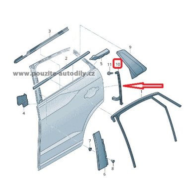81A839067 Vodící lišta zadních levých dveří Audi Q2 GA 06.16-