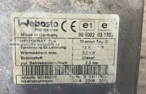4L0265105K / SW 4L0910105 Topné těleso přídavného topení Webasto Audi Q7 4L