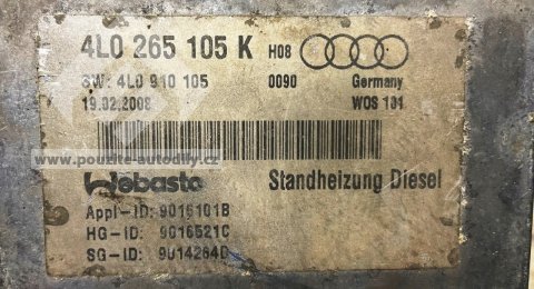 4L0265105K / SW 4L0910105 Topné těleso přídavného topení Webasto Audi Q7 4L